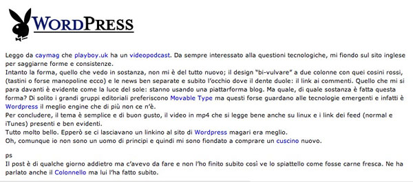 Anche Playboy usa Wordpress